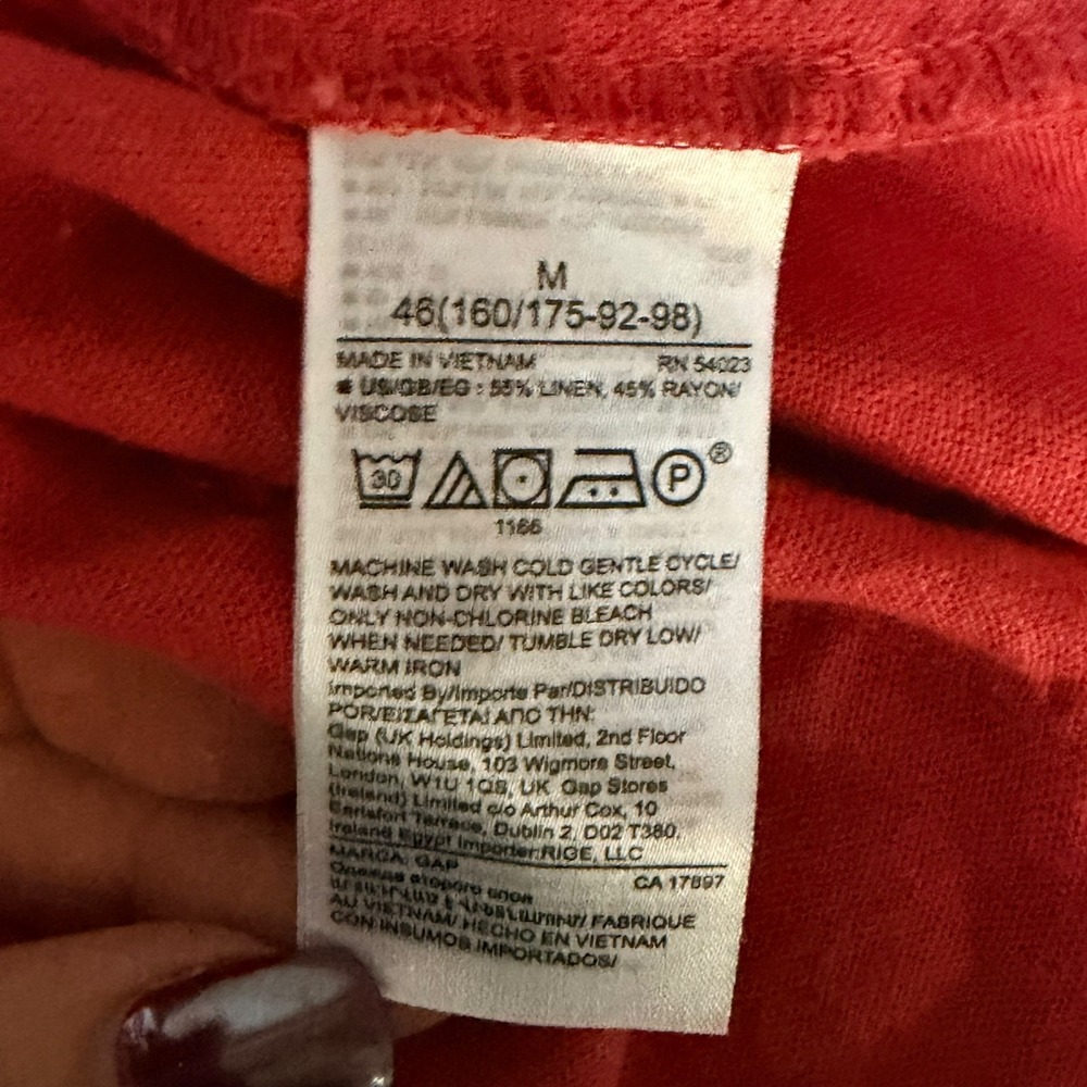 Gap Shorts Womens M Red Linen Blend Drawstring Pull On Casual Summer Pocket - Picture 4 of 4
